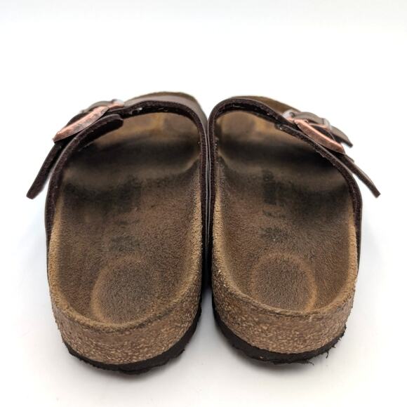 Birkenstock Arizona Birkibuc Double Strap Sandals Kids Mocha Brown Size US3 EU34 - Picture 9 of 11